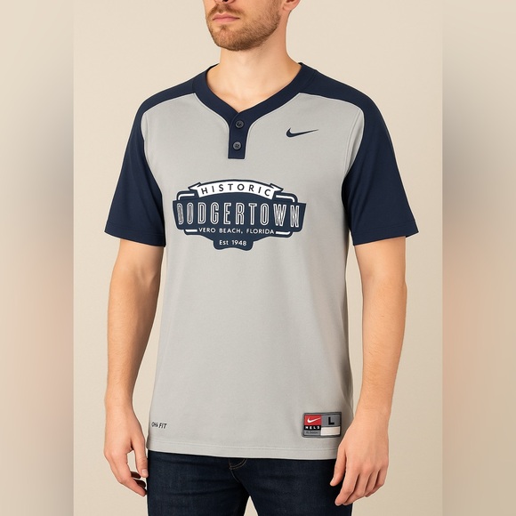 Nike Dri-FIT Henley Shirt – Historic Dodgertown Vero Beach Baseball Tee Size L - Picture 1 of 7